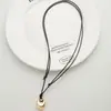 Collar Largo Estilo Ouni Coreano para Mujer, Lujo Ligero con Sensación de Alta Gama, Colgante de Gota de Agua Sólida Ojo de Caballo Pequeño Accesorio de Cadena para Suéter