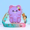 Bolsa de Silicone Fofa e Adorável de Coelho e Urso Desenho Animado Celebridade da Internet Alívio de Estresse Transversal Porta-Moedas Infantil em Cores Macaron