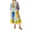 Vestido Impreso Transfronterizo Europeo y Americano para Mujer, Nueva Moda de Verano, Cárdigan Casual de Vacaciones, Vestido Largo Acampanado