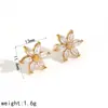 Pendientes de Acero Titanio con Incrustaciones de Diamante, Famosos en Internet, Estilo INS de Lujo Ligero, Sin Decoloración, Oro de 18k, Completamente con Diamante Zirconia, Acero Inoxidable para Mujer
