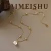 Collar Minimalista Retro Estilo Francés con Colgante Ovalado de Perla, Lujo Ligero, Moda de Gama Alta, Estilo de Nicho, Cadena Versátil para la Clavícula
