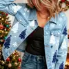 Nueva chaqueta vaquera corta de algodón puro Navidad otoño e invierno estampado 3D personalidad moderna top ajustado para mujer