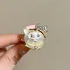 Anillo de Gatito Lindo de Dibujos Animados con Diseño Exquisito y Divertido, Único y Creativo, Dulce y de Nicho, Anillo Versátil