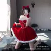 Conjunto Vermelho de Ano Novo e Natal Plus Size para Mulheres, Vestido com Efeito Emagrecedor para Outono e Inverno, Saia Bufante