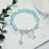 Pulsera de Cuentas de Vidrio Degradado Estilo Chino para Mujer, Pulsera Fresca y Dulce con Colgante de Mariposa, Joyería de Puesto de Mercado Nocturno, Regalo para Mejor Amiga