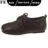 En stock~ Zapatos de cordones de cuero estilo retro con diseño de punta dividida sintética, suela suave, cómodos para usar todo el día, zapatos de vestir sencillos para mujer