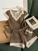 Conjunto de pijama camisola de lunares retro para mujer, con copas incorporadas en el pecho, nuevo estilo de verano, talla grande, con ribete de encaje y shorts, perfecto para ropa de estar en casa