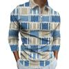 Camisa Polo Retro Popular com Zíper 2023 Nova na Amazon Camisa Polo de Manga Longa com Gola Alta Estampada em 3D de Árvore