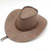 Sombrero de Paja para Hombres y Mujeres, Viajes al Aire Libre en Verano, Ala Ancha para Proteger del Sol, Protección Solar, Sombrero de Jazz Playa Vaquero Occidental, Comercio Exterior Transfronterizo