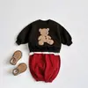 Ropa Nueva de Otoño 2025 para Niños y Niñas, Sudadera Casual Holgada de Manga Larga con Forro Polar de Dibujos Animados de Osos para Niños