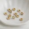 Cuentas Espaciadoras de Zirconia que Conservan el Color Chapadas en Oro de 14K, Forma de Ocho con Agujero Grande, Cuentas de Rueda, Materiales para Collares, Accesorios de Espaciadores para Joyería DIY
