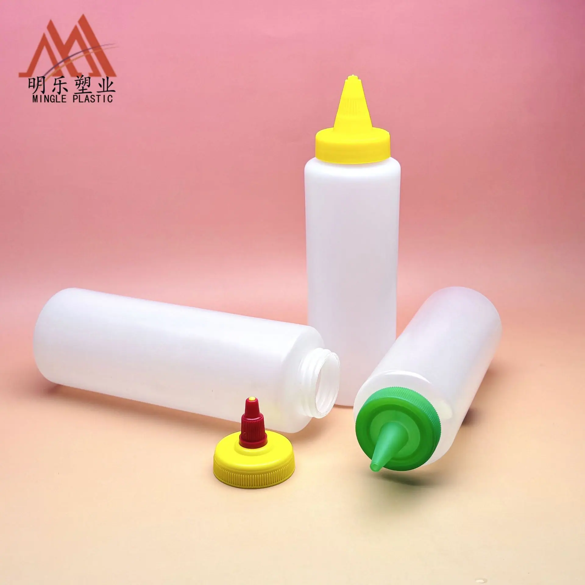 250-300ML+500ml直筒圆广口PE瓶(新黄盖+尖嘴