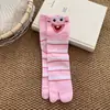 Calcetines de pez payaso de dos dedos, calcetines divertidos de dibujos animados abstractos de media pantorrilla con dedos divididos, lindos y versátiles, diseño de pez genial, calcetines holgados sin costuras para mujer