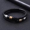 Pulsera de cuero trenzada de acero inoxidable con cuentas transfronteriza pulsera explosiva pulsera de cuero con cuentas joyería de acero inoxidable de cuero para hombre