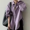 Camisa sencilla de algodón puro de alta calidad, estilo Dongdaemun coreano, blusa suelta y elegante estilo coreano de otoño