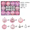 Líquen 6cm Formato de Barril Galvanizado Pintado Bola de Natal Bola de Plástico Conjunto Pingente de Decoração de Teto de Natal