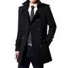 Gabardina cruzada de otoño e invierno de 2022, abrigo de longitud media estilo coreano para hombre, abrigo de lana ajustado británico