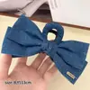 Horquilla de tela vaquera para mujer, con lazo de moda, para la espalda, con forma de tiburón grande