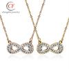 Nueva moda europea y americana Amor colgante de circonita microincrustada en forma de 8 cadena clavicular tiembla con collar de acero inoxidable