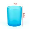 Venta al por mayor del fabricante 7080 Diy Taza para vela de aromaterapia Portavelas romántico de vidrio esmerilado de colores Recipiente para adornos creativos m