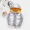 2024 outono e inverno novas roupas infantis pequeno colete de algodão prateado para crianças meninos e meninas bebê desenho animado ombros largos