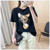 Camiseta C01 tamanho G regular feminina especial para corpo gordo 300kg gorda mm pode usar camiseta de manga curta estampada coreana versão coreana