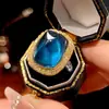 Otoño e Invierno Nuevo Joyería Huabi Azúcar Azul Afilado Artificial Conjunto de Joyería Retro 12*16-10*12 Mayoreo