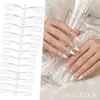 Extensões de Unha Brancas Pontiagudas Longas Estilo Francês, Color Sólida, Press-On, 24 Peças, Tamanhos Variados, Formato de Tira, Atacado