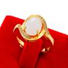 Xin decoración mundo arena dorada vietnamita dama apertura anillo gema jade chapado oro real mujeres incrustado diamante jade malayo anillo venta al por mayor