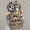 Muñeco de Mickey de la Suerte Adecuado para Apple 13 Promax Funda para Teléfono Móvil con Doble Soporte 16 Silicona Transparente 15 Anticaídas 14 Suave