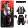 Ropa de Calle de Hip Hop de Moda para Niños Conjunto de Disfraz de Baile Rayado Negro para Niños Hip Hop Chicas Atuendo de Presentación Genial y Atractivo Masculino