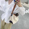 Bolso tote de lona de estilo universitario al por mayor de fábrica con contraste de color, bolso de gran capacidad para mujer para ir al trabajo, bolso bandolera de moda para mujer
