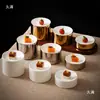Vajilla de Cerámica Plato Tridimensional Plato Cilíndrico para Postre Plato para Repostería de Cocina Molecular Plato Creativo para Restaurante Plato para Postres Franceses