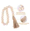 Cadenas de Cuentas de Madera de Tronco Personalizadas de 12 Pulgadas, Cadena de Cuentas de Madera con Borla de Cuerda de Cáñamo, Cadena Decorativa