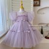 Vestido de Niña Verano Nuevo Vestido de Malla de Manga Abullonada Estilizado para Niños Vestido de Princesa de Tul Abullonado Super Hada para Bebé