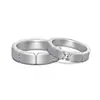 Anillos de Pareja Plata de Ley S925 Anillo de Banda Ancha con Diseño de Acabado Cepillado y Circonita Microincrustada, Regalo de San Valentín