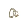 Anillo de apertura de cruz de diamantes de moda de lujo ligero, alto sentido, anillo para el dedo índice de personalidad, temperamento, estilo frío simple, venta al por mayor