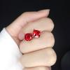 Pendientes, collar y anillo de diamantes rojos de alta calidad con rubí de imitación engastado en oro rosa, regalo de Año Nuevo para mujer, gran oferta transfronteriza