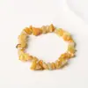 Pulsera de Círculo Único de Grava de Citrino Natural Pulsera de Cuerda Elástica de Piedra Cruda Asimétrica Estilo Fresco, Sencillo y Versátil