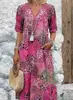 Vestido Largo Casual de Vacaciones Transfronterizo de Moda Europea y Americana 2026 con Bolsillos, Adorno de Encaje, Cuello en V, Manga Corta para Mujer