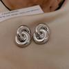 Europeu e Americano Exagerado Estilo Metal Exagerado Moda Feminino Brincos Elegantes 925 Agulha de Prata Brincos de Ouro Anel Duplo 89075