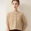 Cardigã de cashmere puro, nova blusa básica feminina de gola redonda outono e inverno 2026, estilo elegante, modelagem solta, emagrecedor, casaco quente