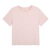 Top de Manga Curta em Fibra de Liocel Cor Pura Gola Redonda para Obeso mm Tamanho Plus Verão Solto Look Emagrecedor Versátil Camiseta 65281