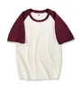 Personalizado 230g Peso Pesado Algodón Puro Color Contrastante Raglán Cuello Redondo Manga Corta Ropa de Trabajo para Team Building Camisa Cultural Camiseta para Mujer Versátil