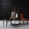 Cadeira de Jantar de Couro Sela Luxo Leve Modelo Sala de Estar Café Hotel Cadeira de Mesa Simples Casa Cadeira de Couro Cadeira de Sela Nórdica
