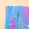 Sacola de presente para cosméticos bolsa tote com alça de anel em PVC bolsa tote transparente a laser colorida pode ser impressa logo