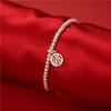 Pulsera Redonda de Plata Tibetana de la Familia Zhou Pulsera Bendecida Dos-Shihuan Pulsera de Semilla de Loto Flor de Loto Flor de Loto para Mujer Regalo