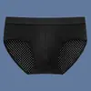 Cuecas masculinas de seda gelada com malha de secagem rápida, respiráveis para o verão, underwear perfurado fresco