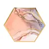 Exclusivo atacado transfronteiriço prato de papel hexagonal dourado estilo europeu adereços de decoração para festa de aniversário prato de jantar descartável