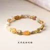 Design Original de Pulseira de Pedra Natural Irregular com Contas Assimétricas para Mulheres, Cristal de Cabelo Colorido de Nicho de Verão e Pedras Trituradas Irregulares